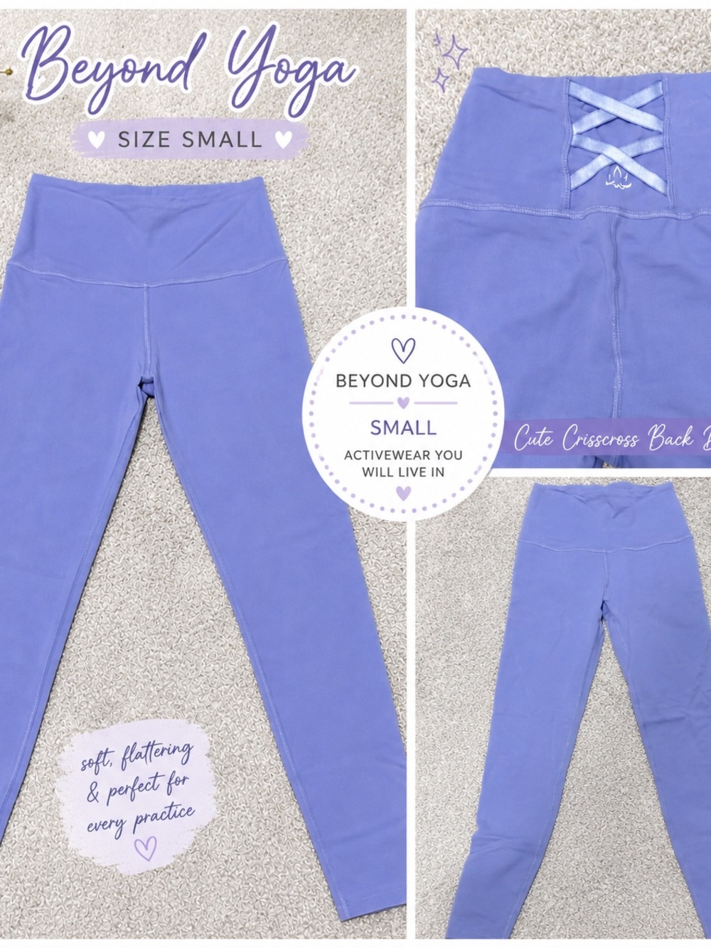 Beyond Yoga Lavender Crisscross Back Leggings - Small